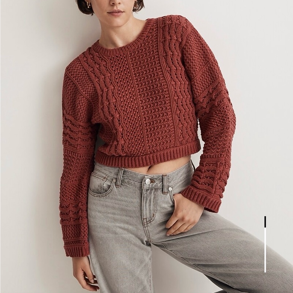Madewell Women's Cable Knit Sweater - Brick Red